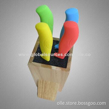 Color Handle Ceramic Knife Set with Wood Block